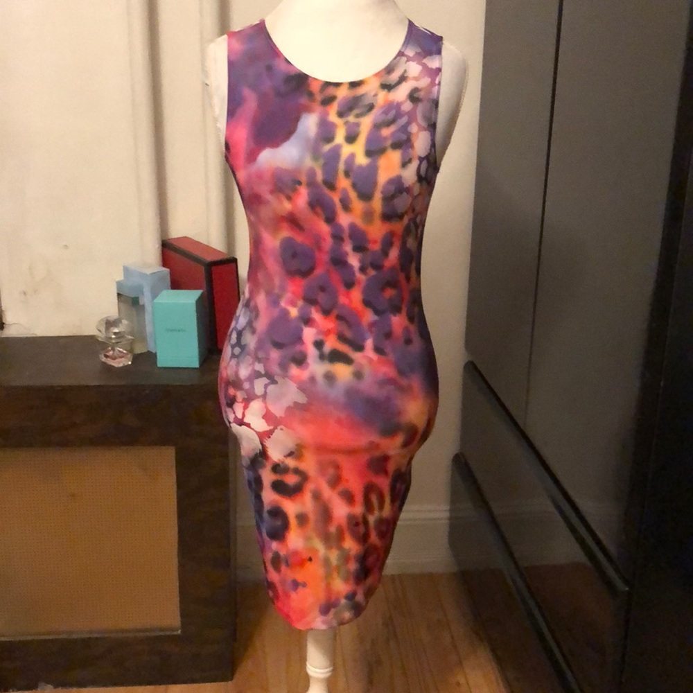Purple & other colors leopard print bodycon dress